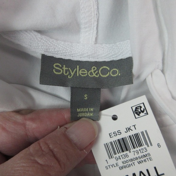 Style&Co. Hoodie Womens Small White Full Zip Jersey Knit Stretch Pockets NWT - Picture 8 of 13